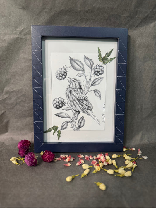Golden Sparrow framed print (mini)